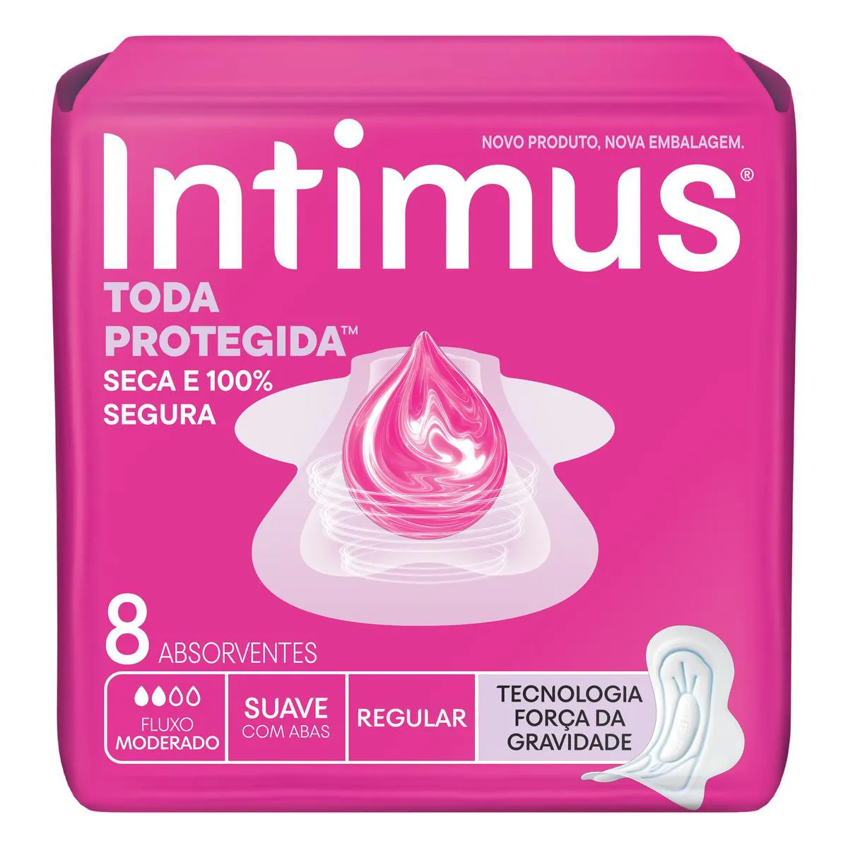 ABSORVENTE INTIMUS GEL SUAVE COM ABAS C/8 UNIDADES